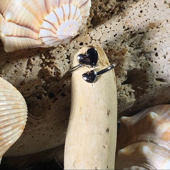 Double Heart Sterling Silver Toe Ring - Picture 5 of 6